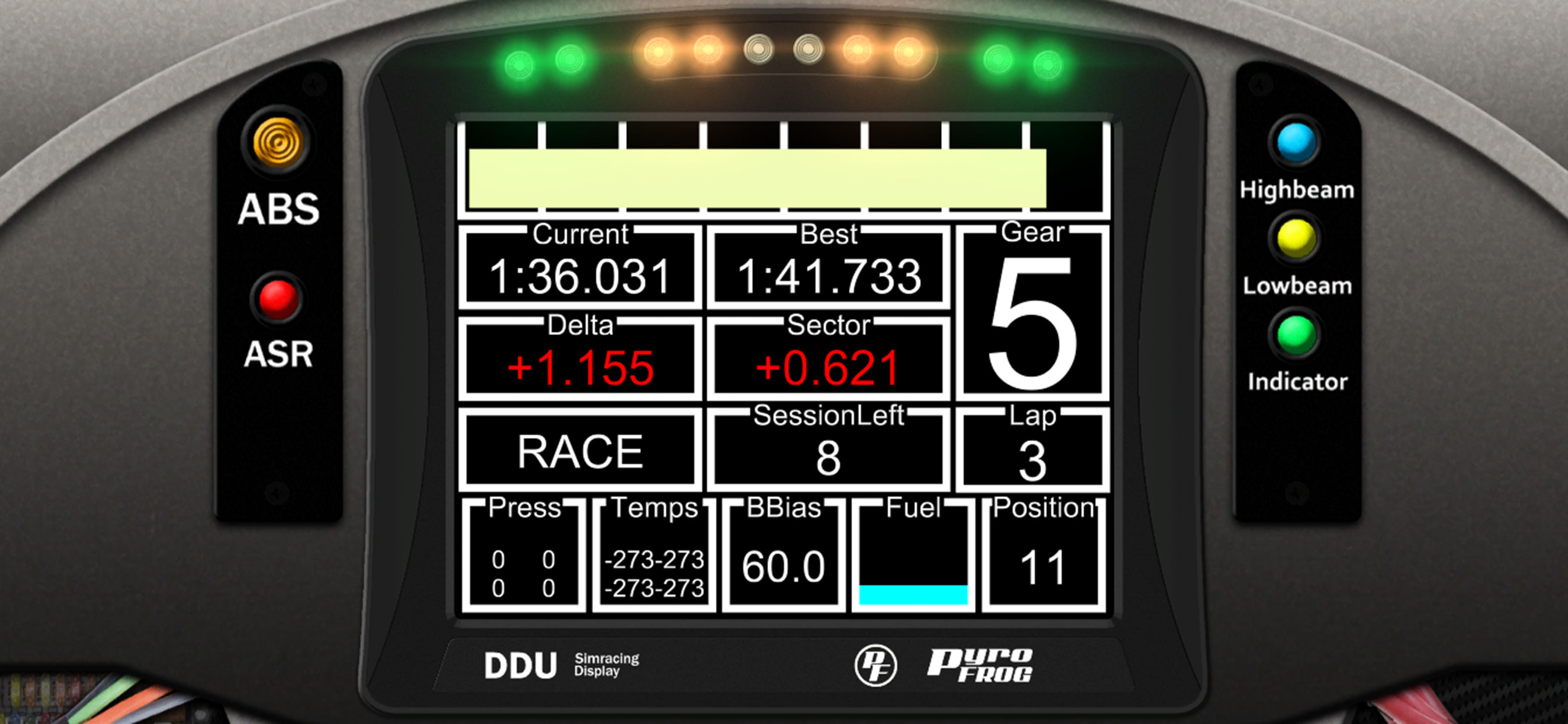 Sim Racing Dashboard Photo.
